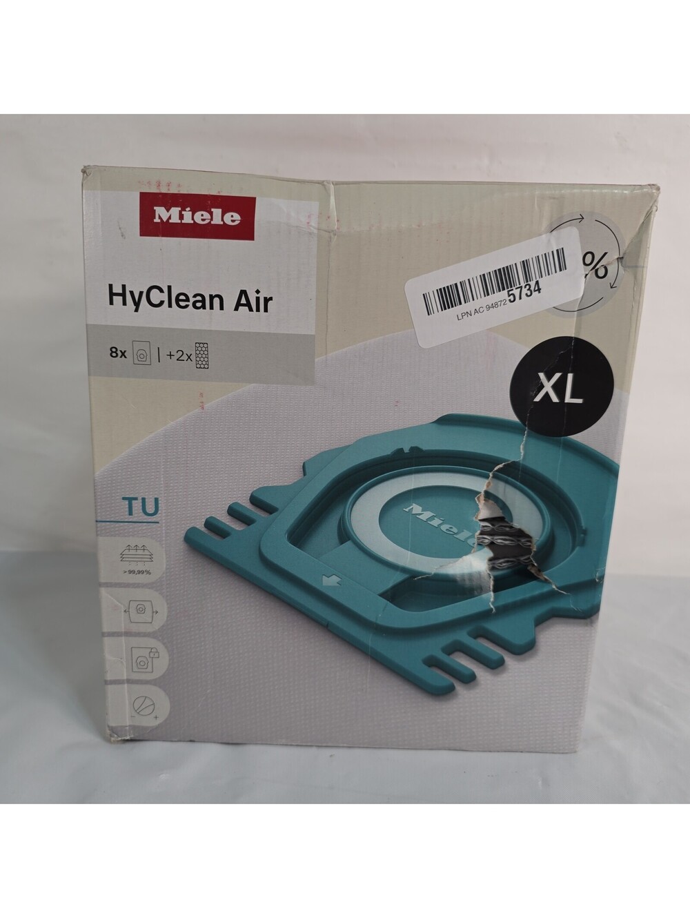 Miele 12909620 HyClean Air TU XL Vacuum Cleaner Bags - 8 Bags/ 2 Filters